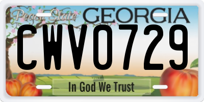 GA license plate CWV0729