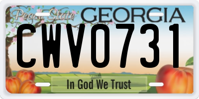 GA license plate CWV0731