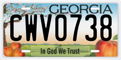 GA license plate CWV0738