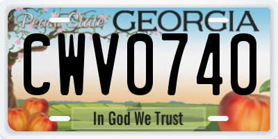 GA license plate CWV0740