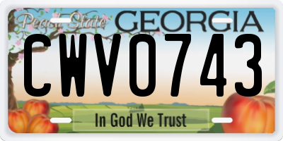 GA license plate CWV0743