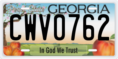 GA license plate CWV0762