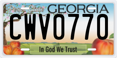 GA license plate CWV0770