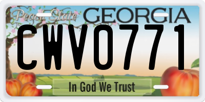 GA license plate CWV0771