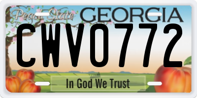 GA license plate CWV0772