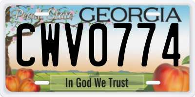 GA license plate CWV0774