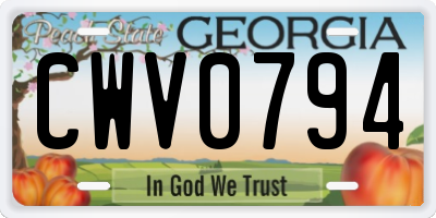 GA license plate CWV0794