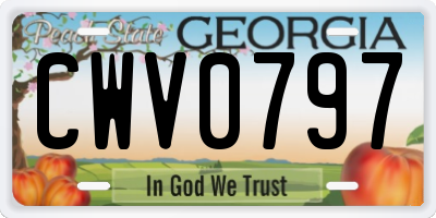 GA license plate CWV0797