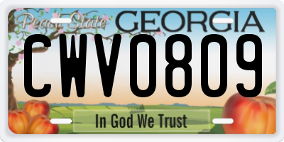 GA license plate CWV0809