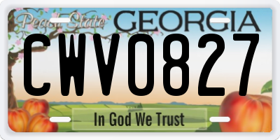 GA license plate CWV0827