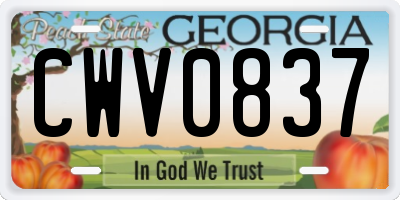 GA license plate CWV0837