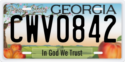 GA license plate CWV0842