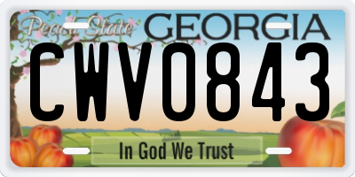 GA license plate CWV0843
