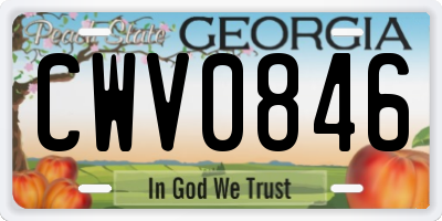 GA license plate CWV0846