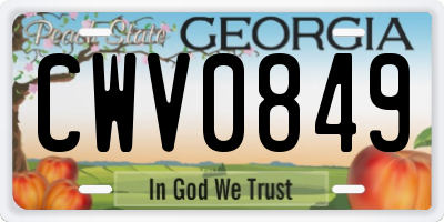 GA license plate CWV0849