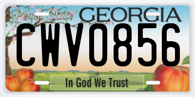 GA license plate CWV0856