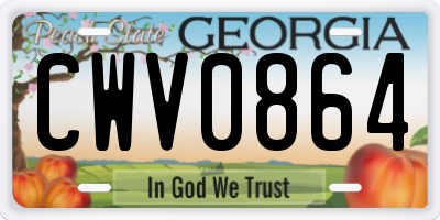 GA license plate CWV0864