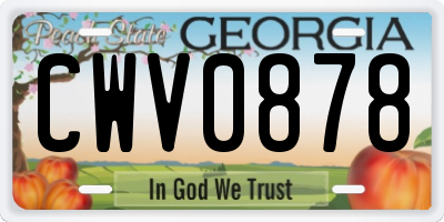 GA license plate CWV0878