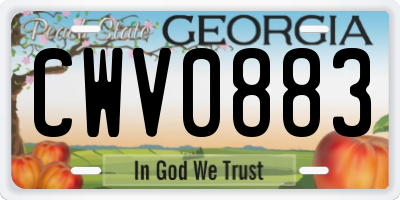 GA license plate CWV0883