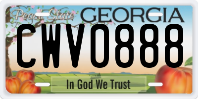 GA license plate CWV0888