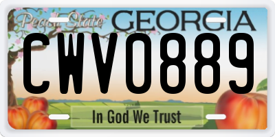 GA license plate CWV0889
