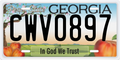 GA license plate CWV0897