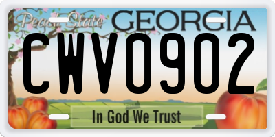 GA license plate CWV0902