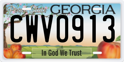 GA license plate CWV0913