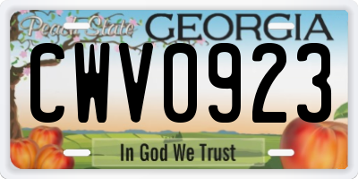 GA license plate CWV0923