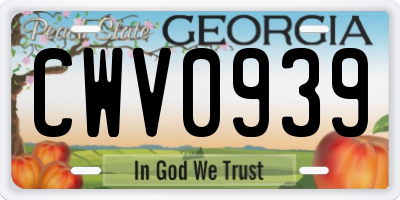 GA license plate CWV0939