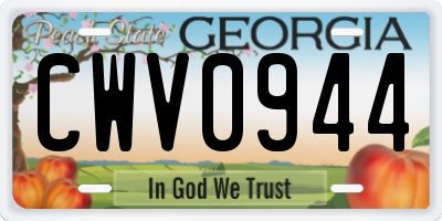 GA license plate CWV0944