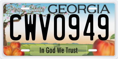 GA license plate CWV0949
