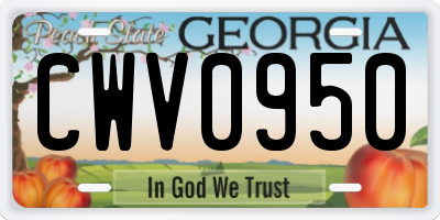 GA license plate CWV0950