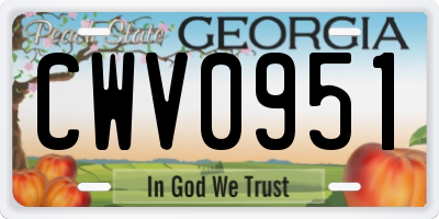 GA license plate CWV0951