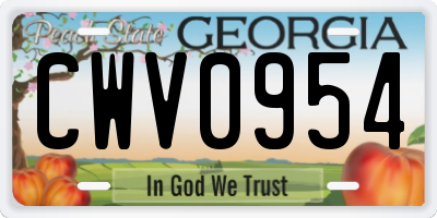 GA license plate CWV0954