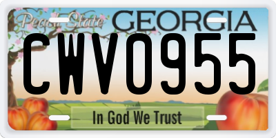GA license plate CWV0955