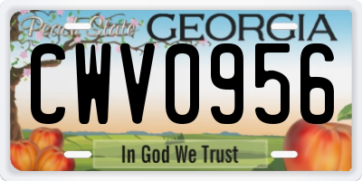 GA license plate CWV0956