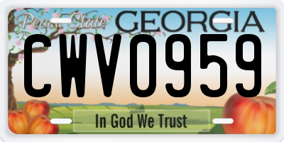 GA license plate CWV0959