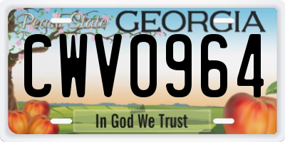 GA license plate CWV0964