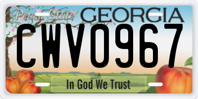 GA license plate CWV0967
