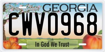GA license plate CWV0968