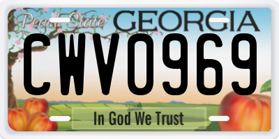 GA license plate CWV0969