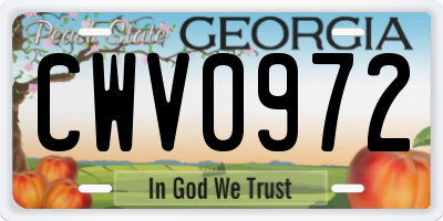 GA license plate CWV0972