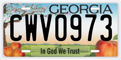 GA license plate CWV0973