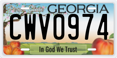 GA license plate CWV0974