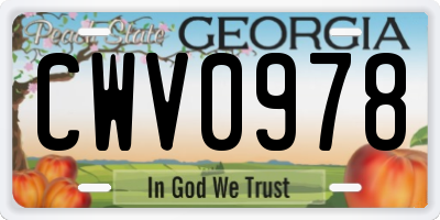 GA license plate CWV0978