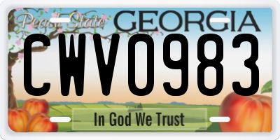 GA license plate CWV0983