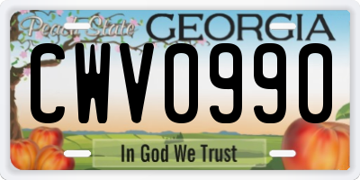 GA license plate CWV0990