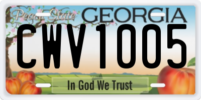 GA license plate CWV1005