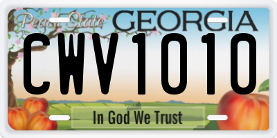 GA license plate CWV1010